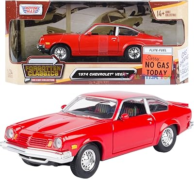 Motormax 1974 Chevrolet Vega 1:24 Scale Diecast Replica Model Forgotten Classics Series 79046 Red
