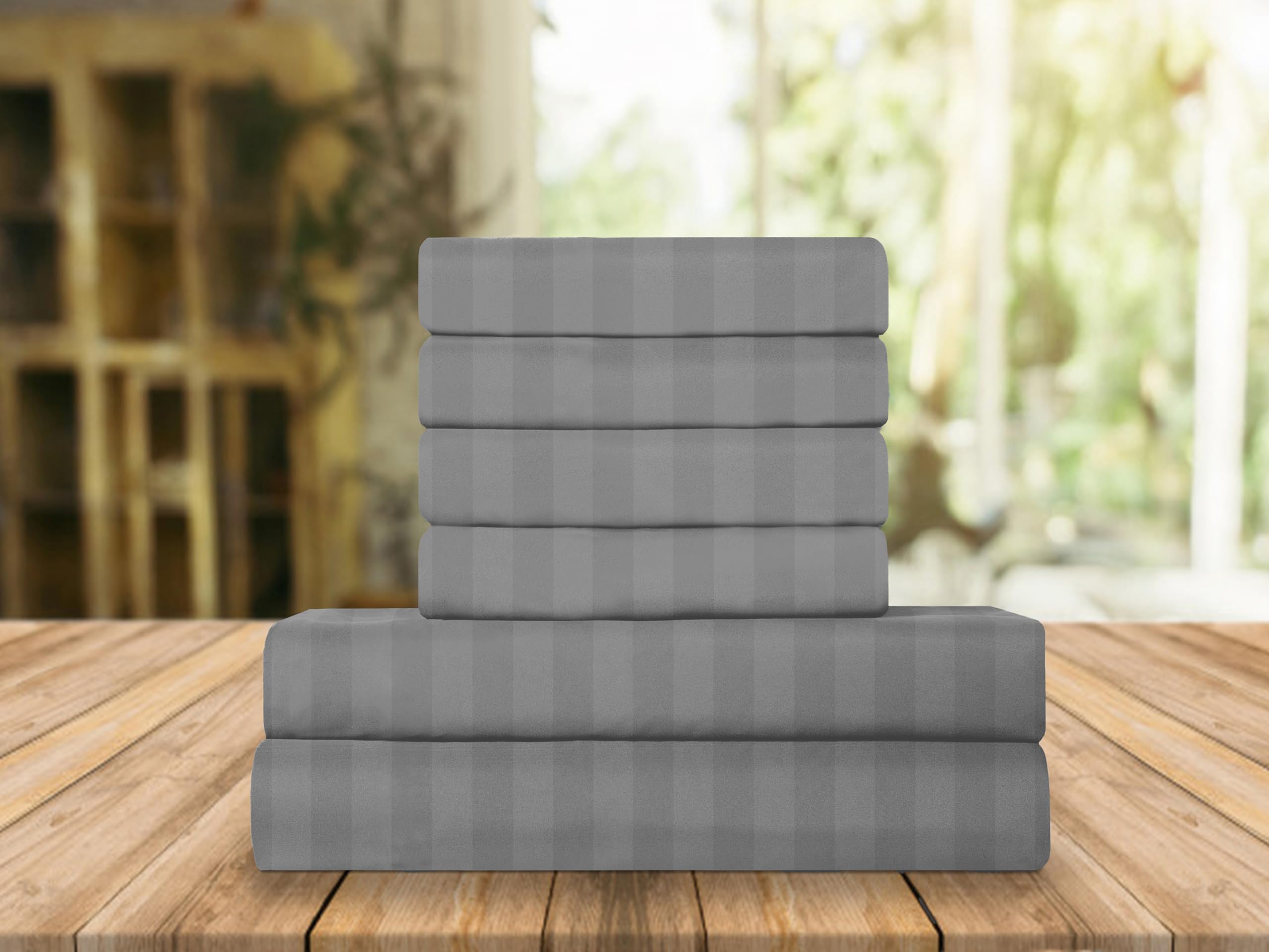 Parure de lit microfibre 1500 Dobby Stripe Elegant Comfort lit jumeau