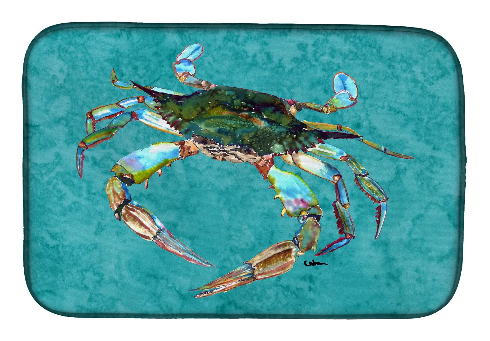 Tapis de séchage vaisselle crabe multicolore grand format 35x53 cm