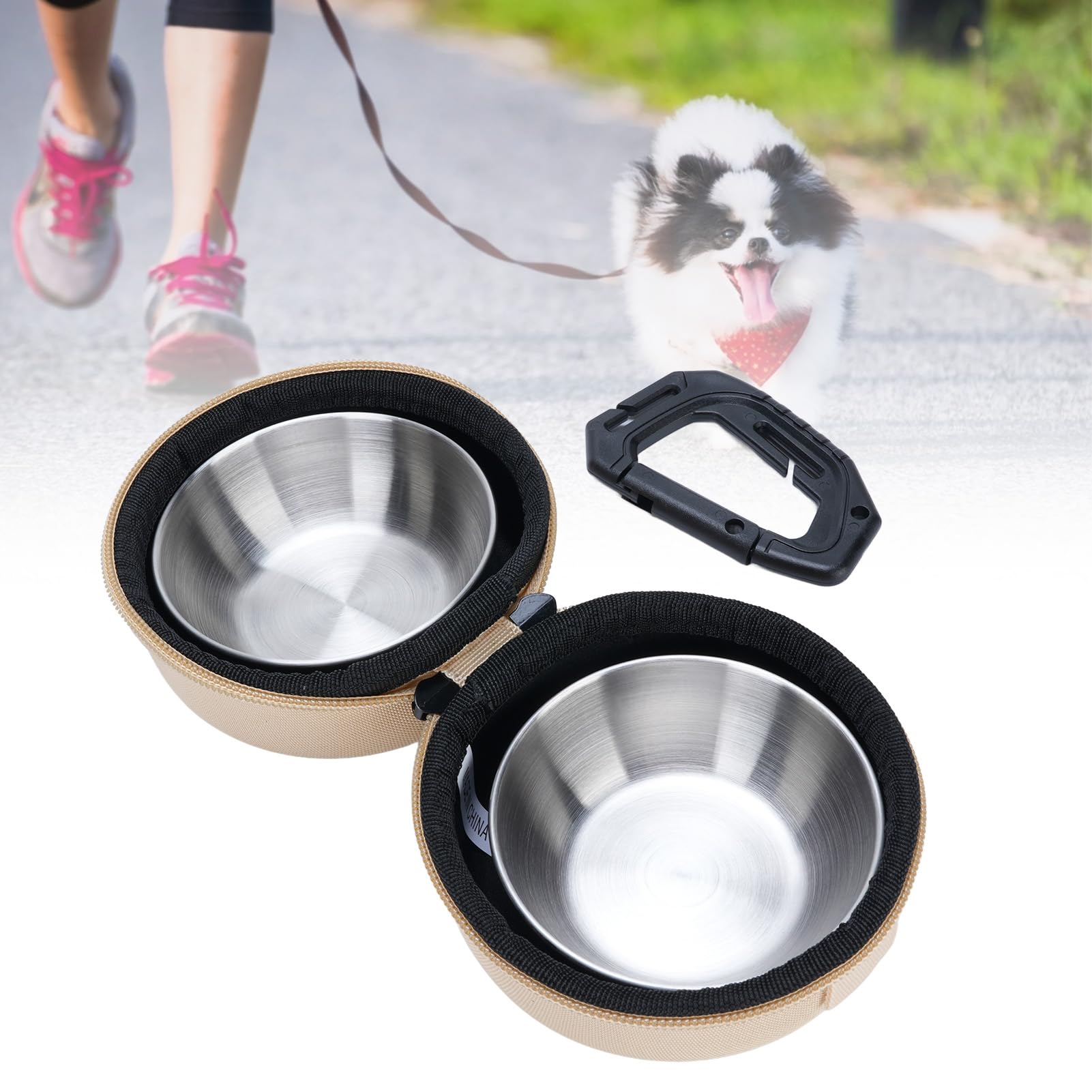 Cocoarm 2 in 1 Ciotola di Animali Domestici Pieghevoli con Acciaio Inossidabile, per Cucciolo di Gatti per Cani di Piccola Taglia, Ciotole da Alimentazione da Viaggio con Sacchetto Eva e (#2)