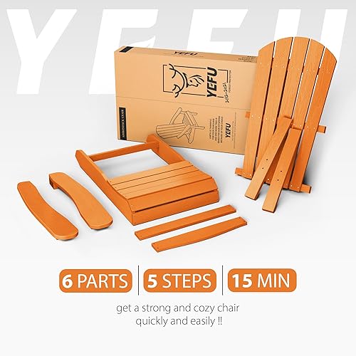 Miniatura 4 de YEFU Sillas Adirondack de plástico resistentes a la intemperie, sillas de patio de 5 pasos de fácil instalación, como madera real, ampliamente