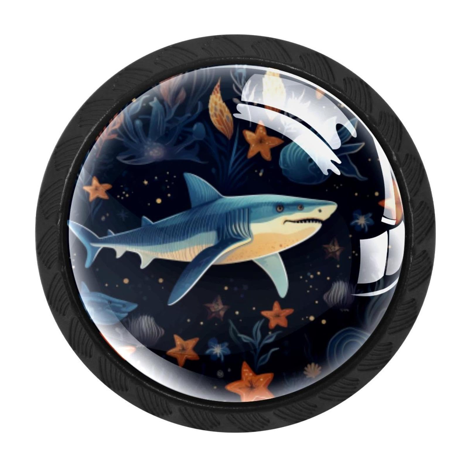 CHENZZZZ 4 Pack Starry Sky Shark Kitchen Cabinet Knobs Drawer Knobs Door Dresser Handles for Personalized Gifts Great for Any Occasion