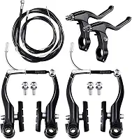 Conjunto Completo de Freios Bicicleta Mountain Bike com Freio V Cabos Externos Alavanca Acessórios Frontal e Traseiro para