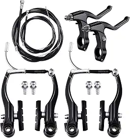 Conjunto Completo de Freios Bicicleta Mountain Bike com Freio V Cabos Externos Alavanca Acessórios Frontal e Traseiro para