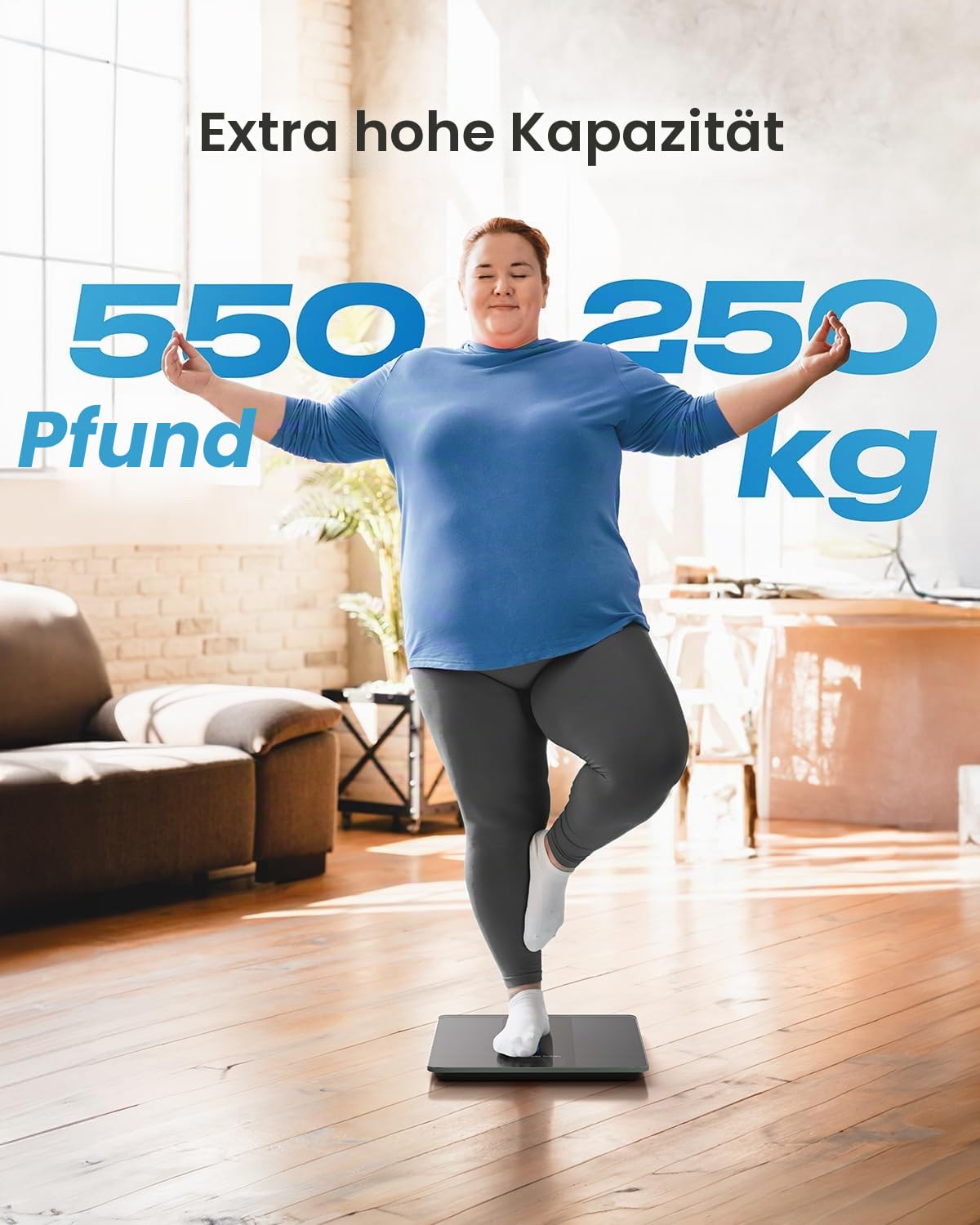 RENPHO Personenwaage Digital Testsieger 2026 – Personenwaage bis 250 kg, extra große Plattform 33 x 30 cm, extrem hohe Tragkraft, große LED-Anzeige, höchste Genauigkeit 50 g, Körperwaage Core 1L