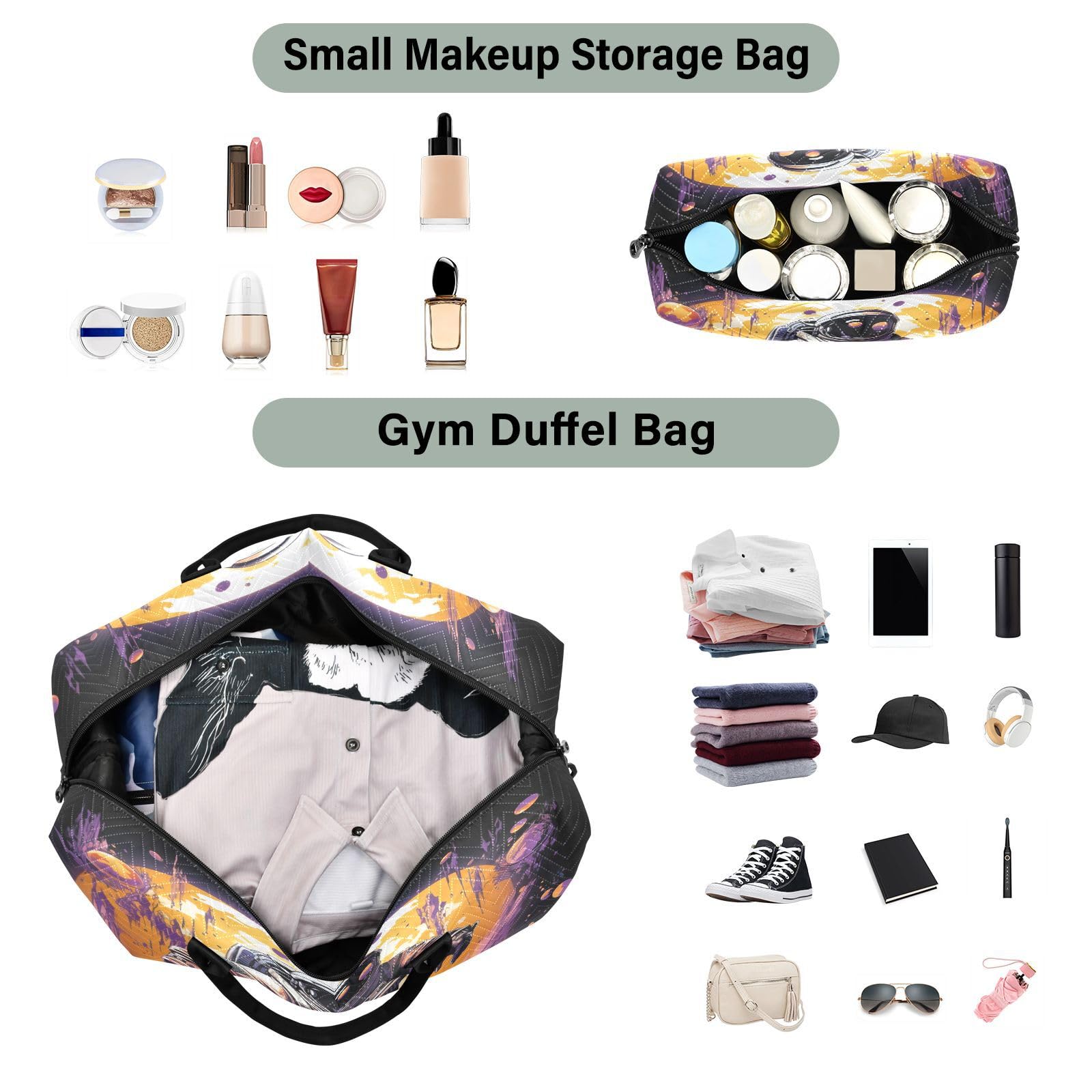 Astronaut Kosmischer Raum KüNstlerisch Sporttasche Handtasche mit Make-up Aufbewahrungstasche Badetasche für Reisen Mädchen Männer