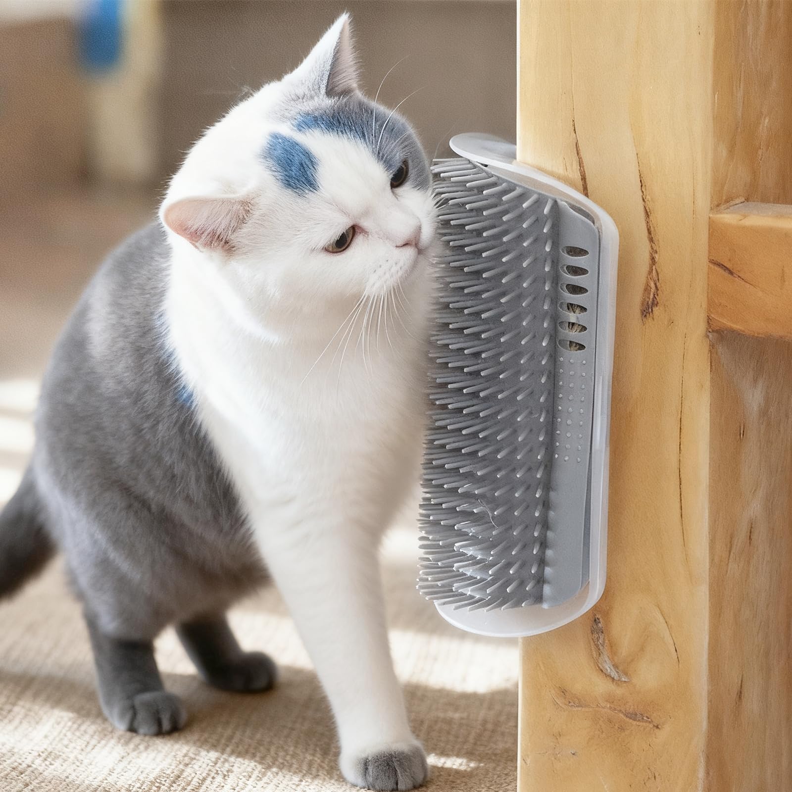 Softer Self Groomer brushes, Cat Corner Groomer brushes, Self Grooming Cat Brush for Long & Short Fur Kitten Cats Dogs（grey）