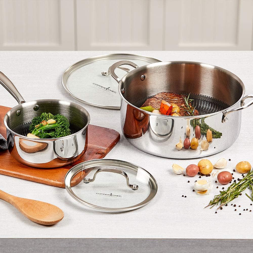 Copper Chef Titan Pan, Try Ply Stainless Steel Non- Stick Pans (7.5 QT Casserole Pan with Lid): Home & Kitchen