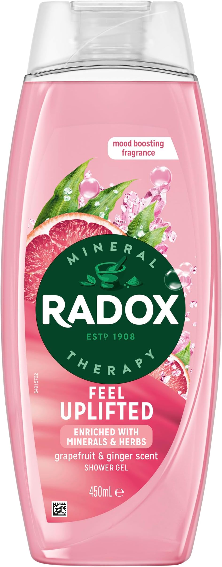 Mineral Therapy Feel Uplifted body wash pack of 6 shower gel with a grapefruit & ginger fragrance for a refreshing shower experience 450 ml
