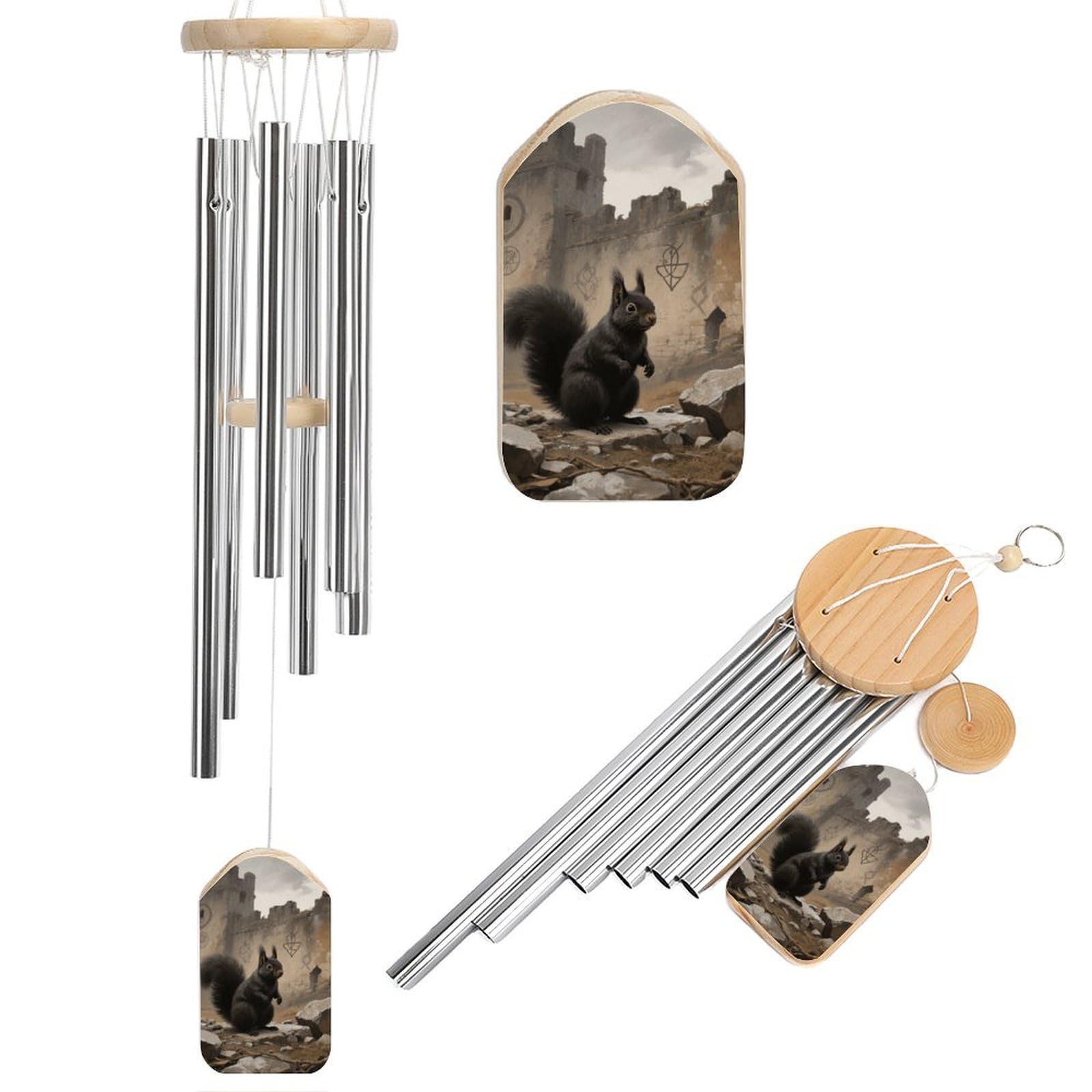 Squirrel Wind Chimes for Outside House Warming Gifts, Deep Tone Soothing Melodic Tones Windchimes, Memorial Wind Chime for Home Garden Decoration Aluminium Large Wind Chimes