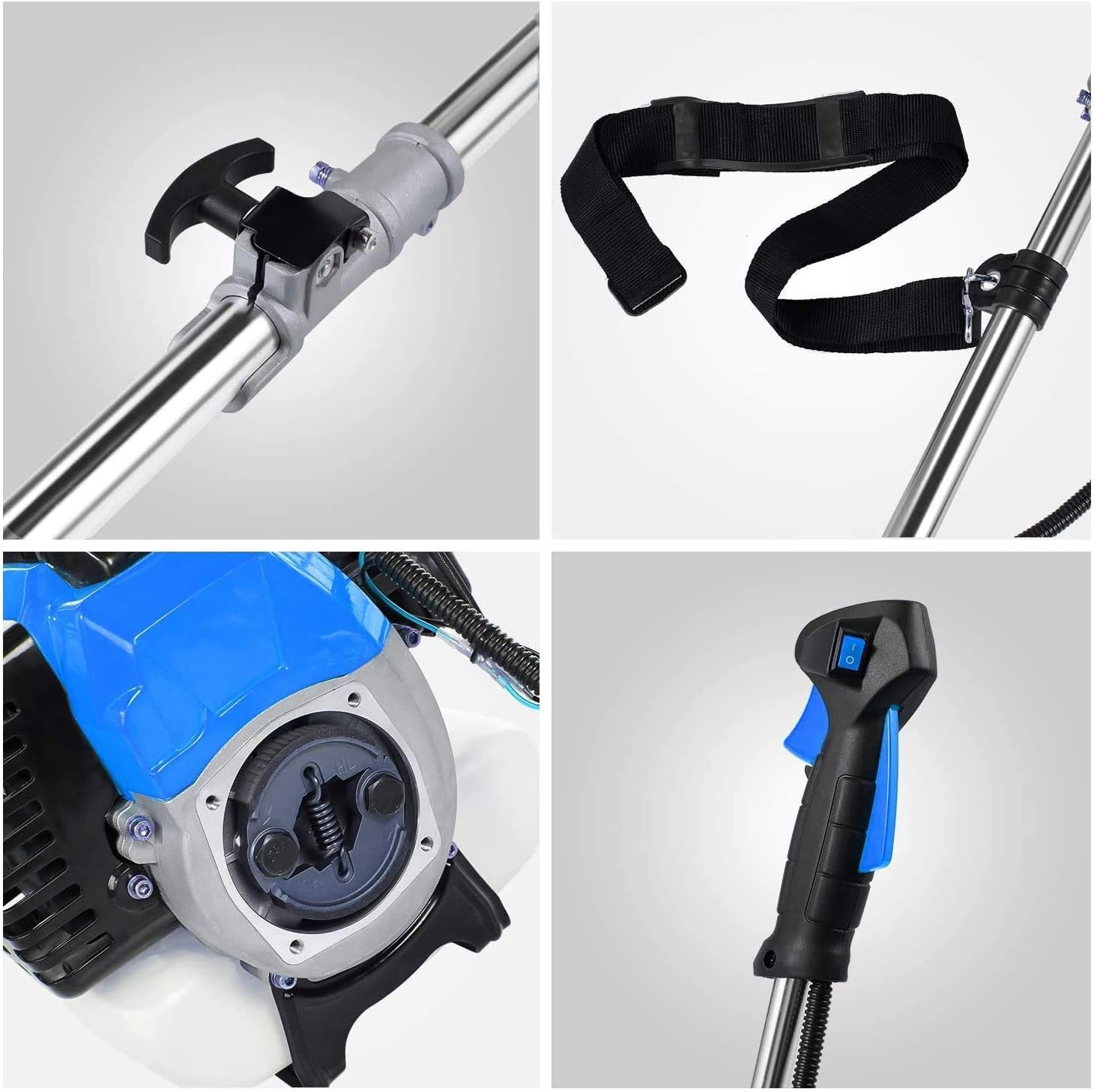COOCHEER 42.7cc String Trimmers 2-in-1 Weed Wacker Gas Straight Shaft Weed Trimmer/Brush Cutter 2-Cycle with Ear Muffs, 2 Different Trimming Head for Small Grass/Heavy Bush(Blue)