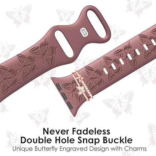 Miniatura 4 de Paquete de 4 correas de silicona grabadas compatibles con Apple Watch de 1.575 pulgadas, 1.496 pulgadas, 1.614 pulgadas, 1.654 pulgadas, 1.732