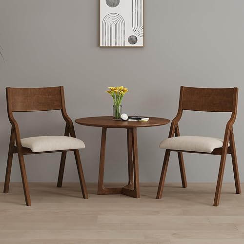 Miniatura 8 de Ball & Cast Juego de 2 sillas plegables tapizadas, sillas de comedor de cocina con marco de madera maciza, silla de actividades portátil, no