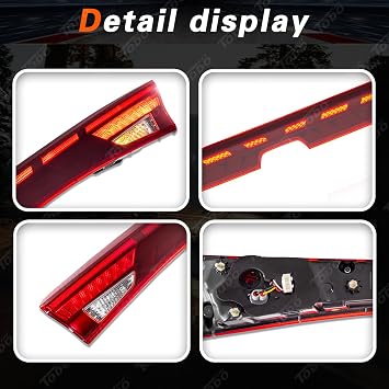 TODO LED Third Brake Light compatible with 2021-2024 Kia K5 EX GT GT-Line, Replaces 92403-L3120, Waterproof Red Lens, Center Tail Light Middle Section Lights Up