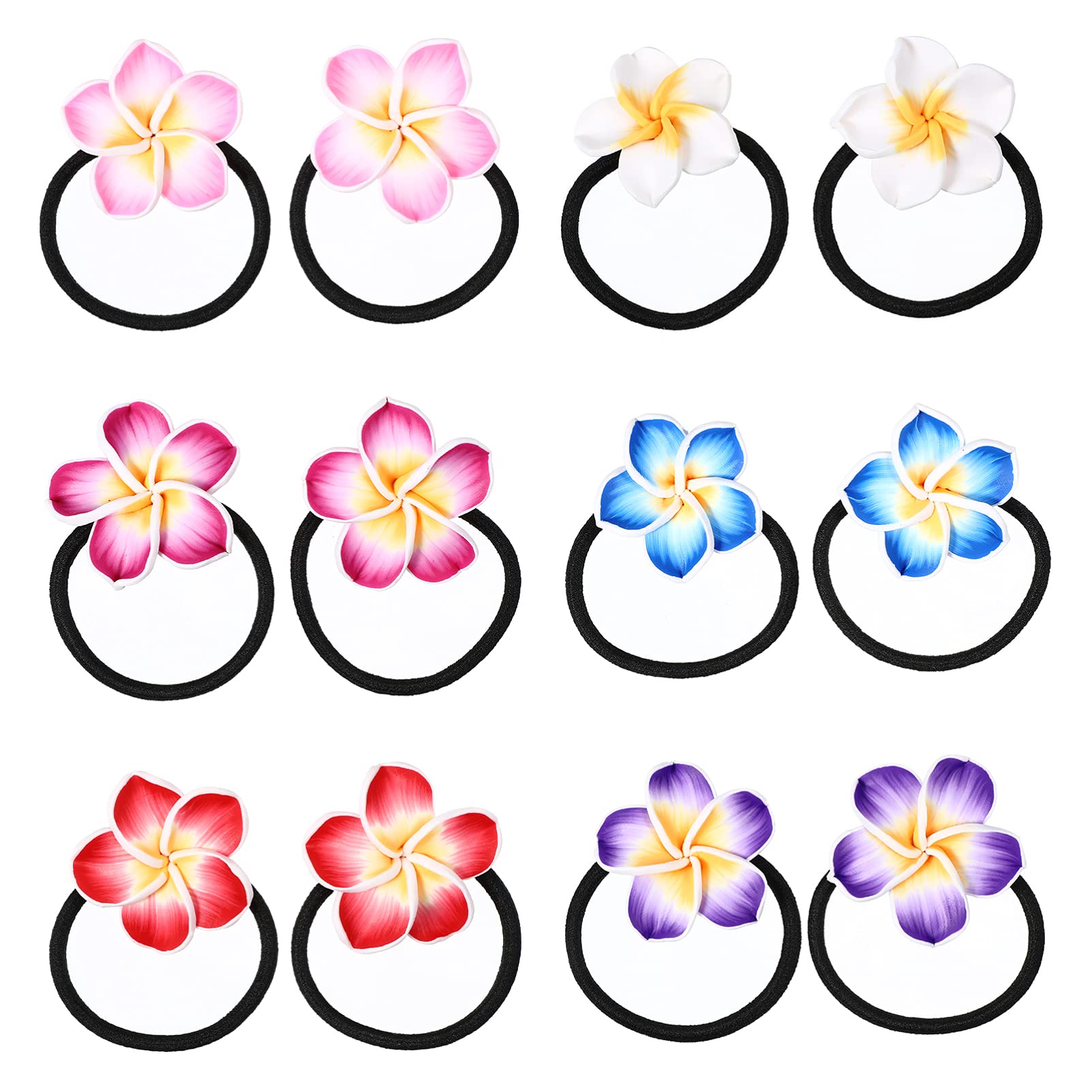 12pcs Hair Bands Flower Hairband Hair Rope for Girls Hair Ties Plumeria Hair Decoration Hair Decorations Hair Accessories Hawaiian Hair Band Plumeria