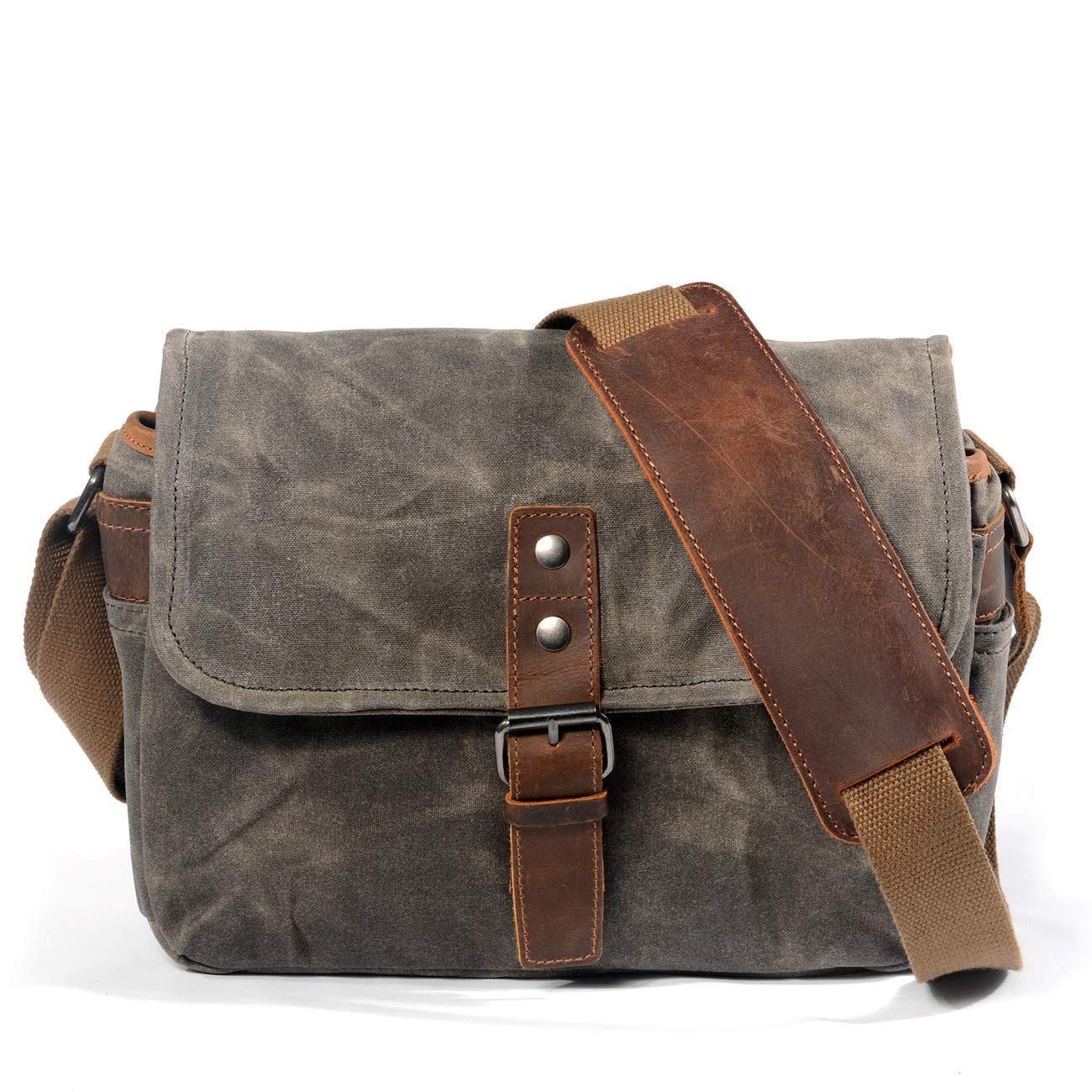 Woskowana płócienna torba na aparat dla kobiet i mężczyzn o wodoodpornym wzornictwie, kompaktowa obudowa crossbody na lustrzankę cyfrową, lustrzankę/aparaty bezlusterkowe (zielona)