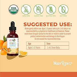 MaryRuth Organics Toddler Vitamin C Drops | USDA Organic Vitamin C Liquid Drops for Toddler | Ages 1-3 Years | Vitamin for Immune Support & Overall Health | Vegan | Non-GMO | Gluten Free | 30 Servings