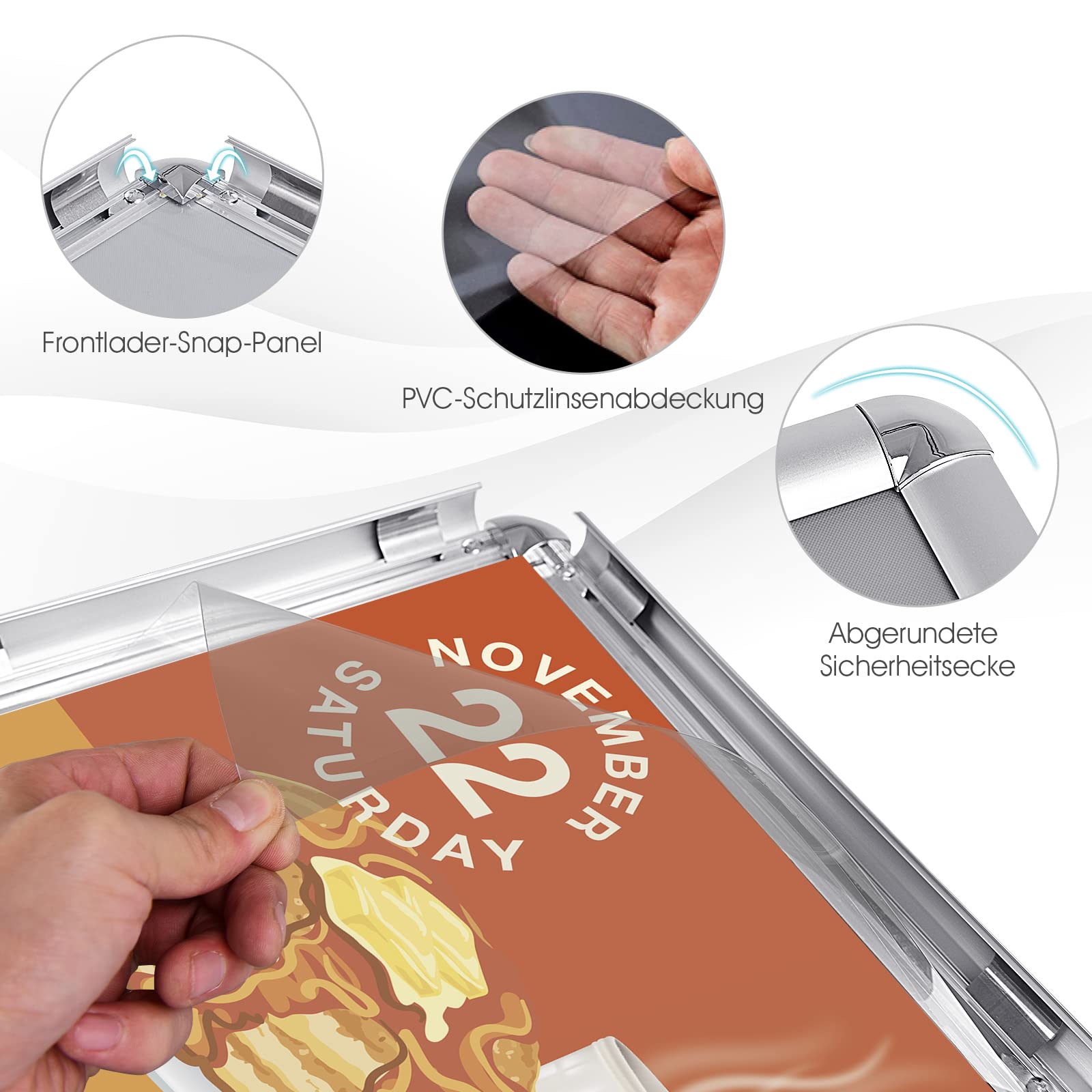 COSTWAY Infoständer A4 höhenverstellbar, 2er Set Informationsständer, Plakatständer drehbar und schwenkbar, Kundenstopper Präsentationsständer Werbeständer (Silber)