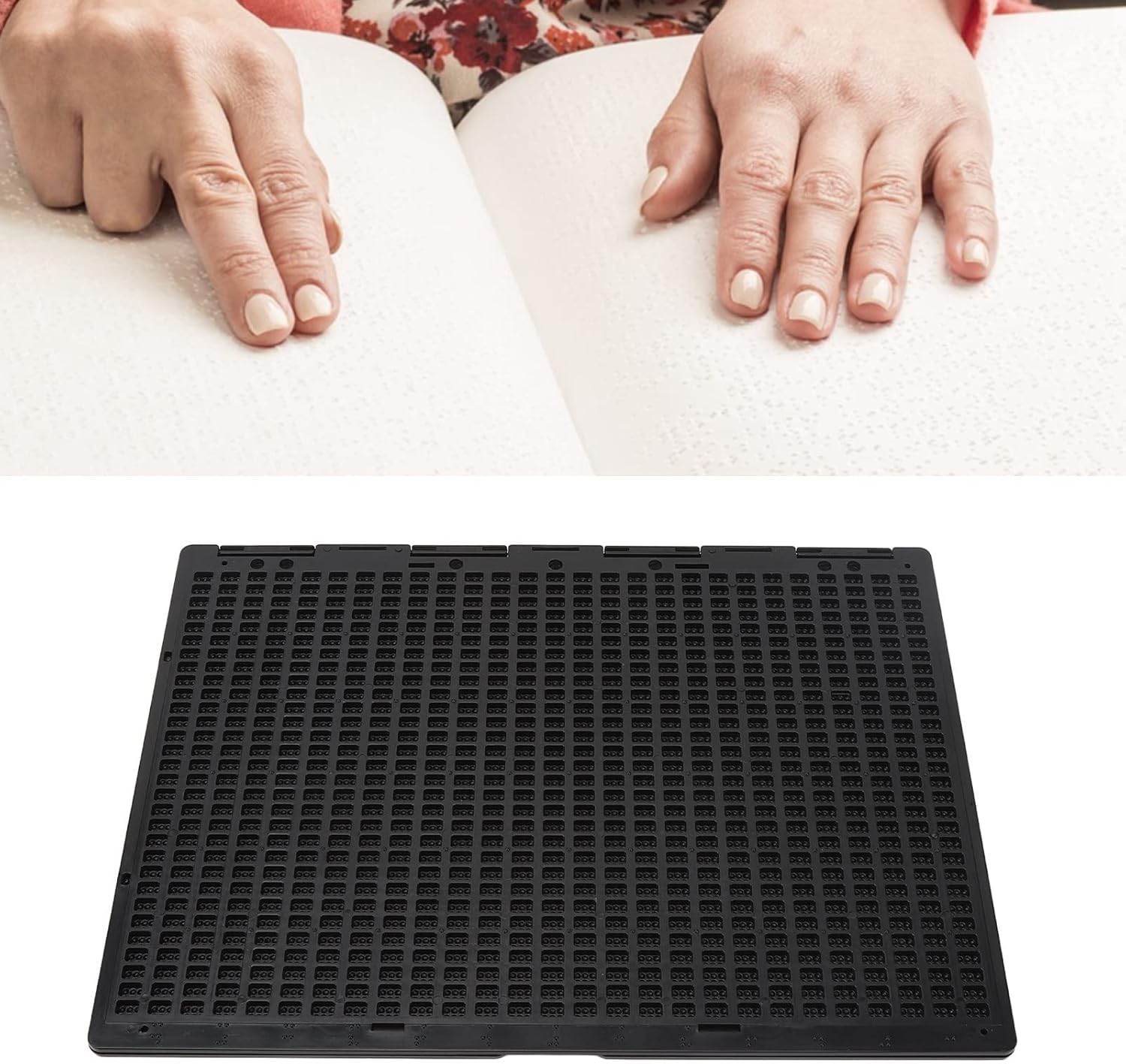 Braille Slate 27 Rows 30 Cells | Black Plastic Writing Tool for Blind | Signature/Form Filling Aid | with Stylus & Secure Grip Design