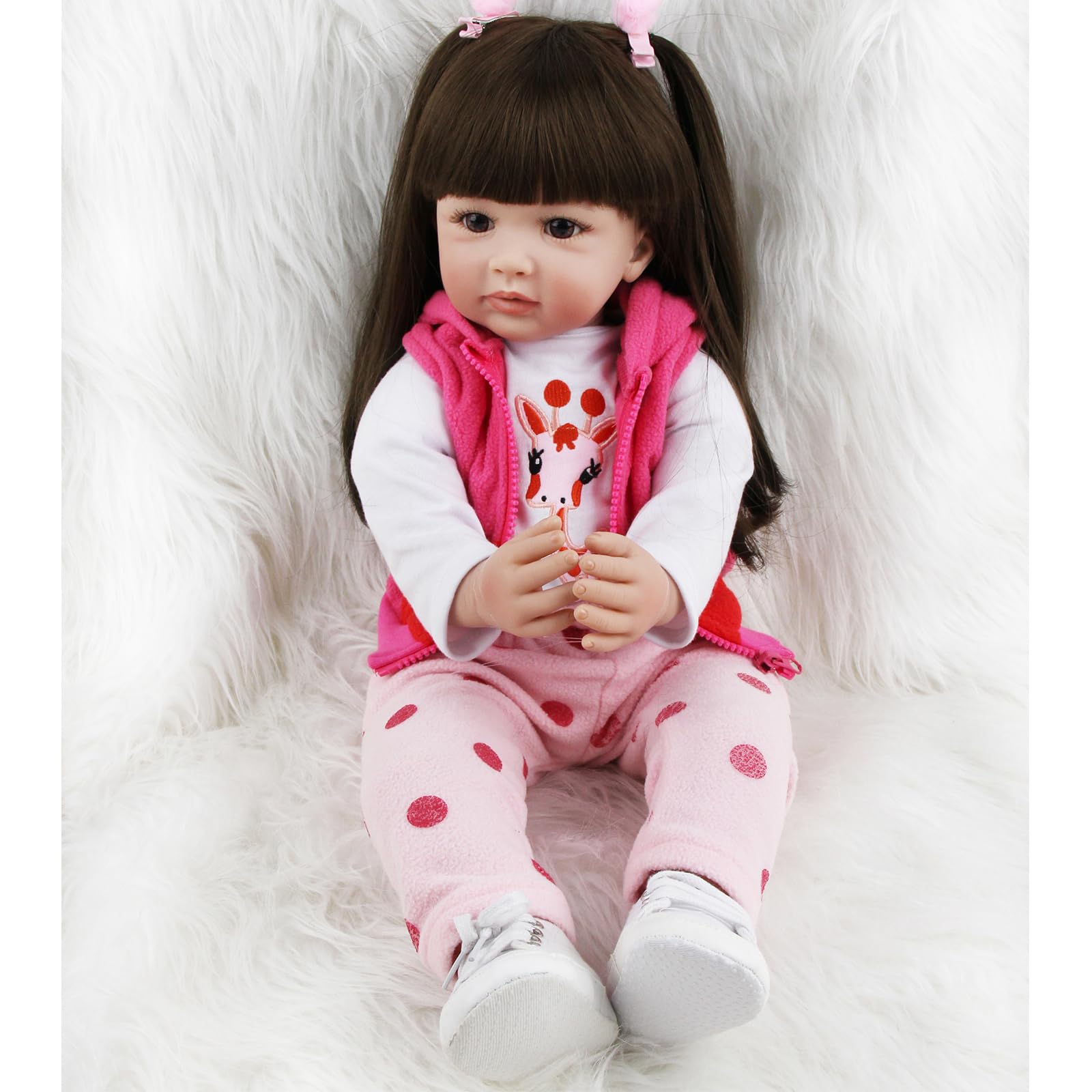 ZIYIUI Bambole Reborn Femmine 24 Pollici 60 cm Realistica Bambole Reborn in Silicone Morbido Capelli Lunghi bambolotti Che sembrano Veri Neonata Bambino Reborn Toddler