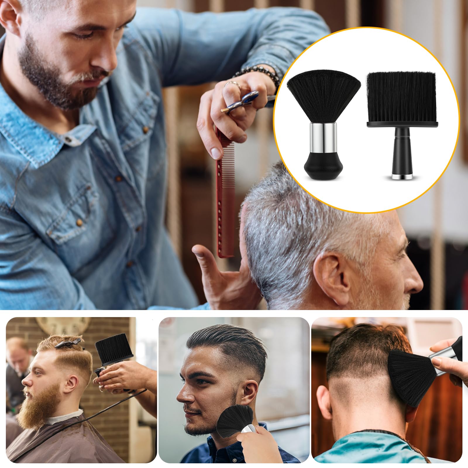 2 Stück Nackenpinsel Friseur Bürste Friseur Zubehör Nackenpinsel Barber Brush für Die Reinigung Gebrochener Haare am Hals Halsbürste Zubehör für Friseurladen Salon