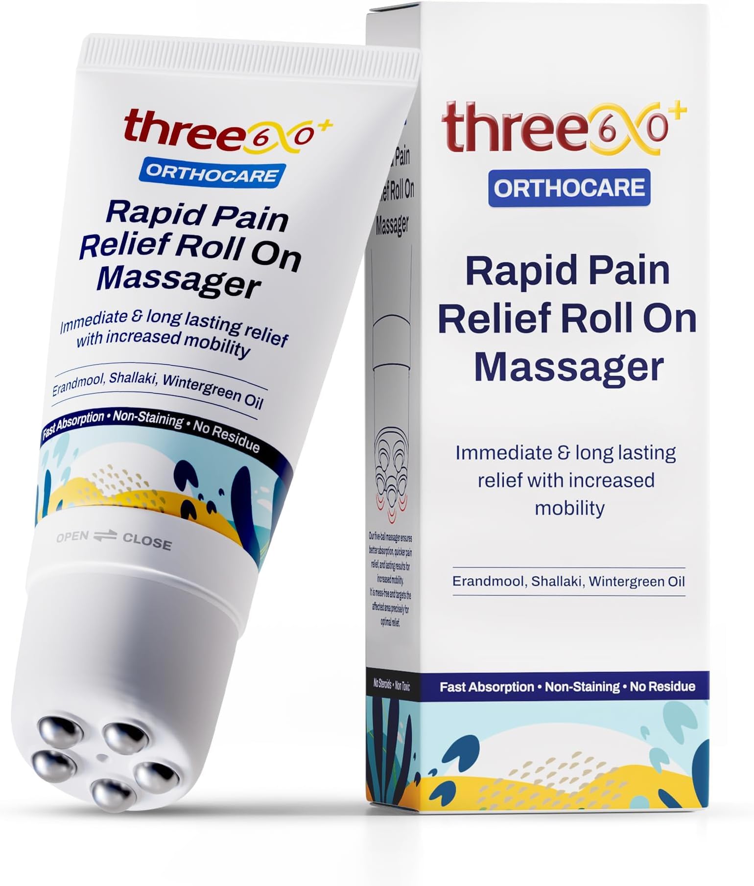 RAPID PAIN RELIEF Roll On Massager|Immediate & Long-Lasting Pain Relief|Erandmool,Shallaki,Wintergreen Oil,Nirgundi|Fast Absorption|Targeted,Hands-Free Massage Application (Pack of 1)