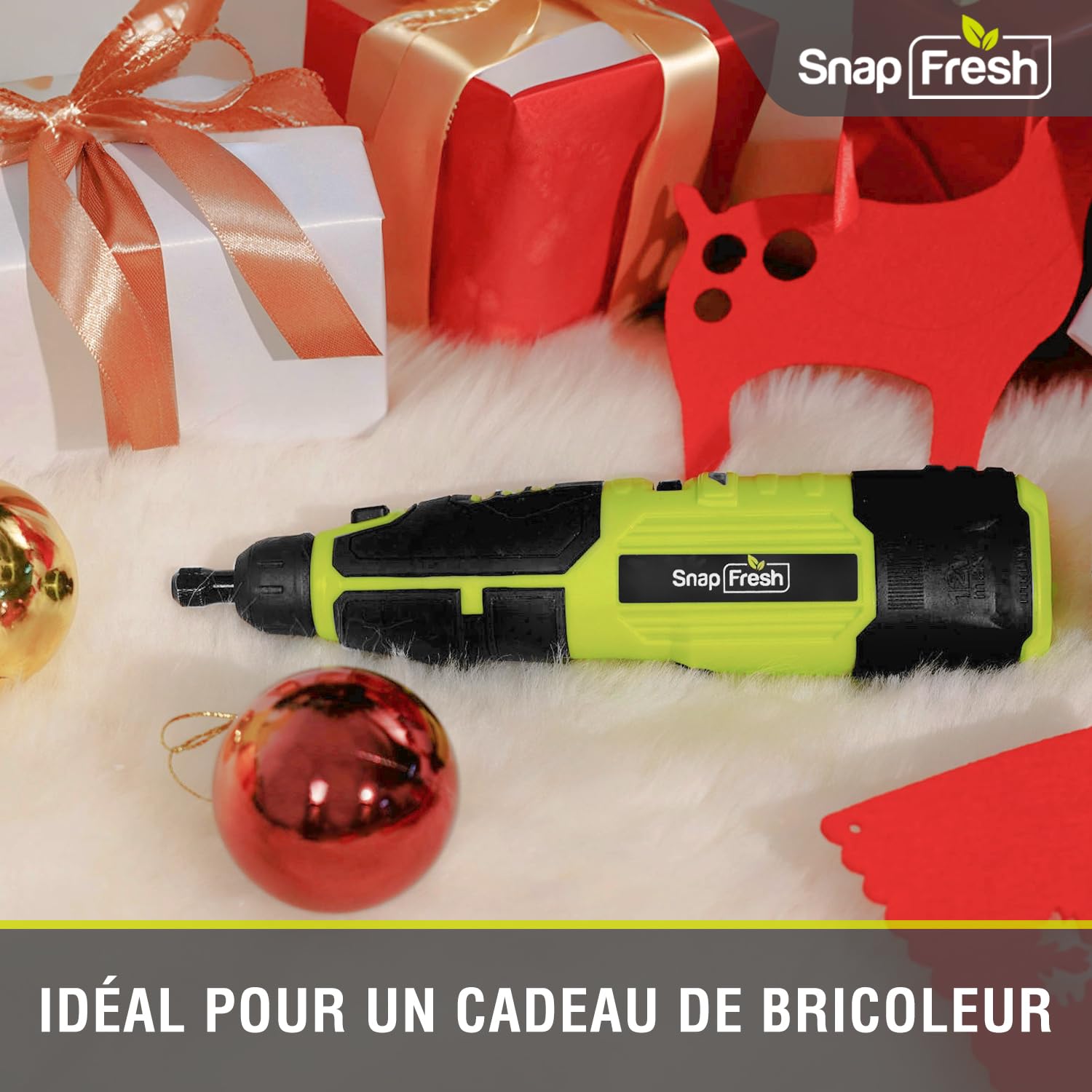 SnapFresh Outil Rotatif Multifonction Sans Fil 12V – 5000–28000 RPM pour Graver, Polir, Poncer, Percer et Bricolage, Arbre Flexible Inclus, 77 Accessoires & Chargeur Rapide 1 h