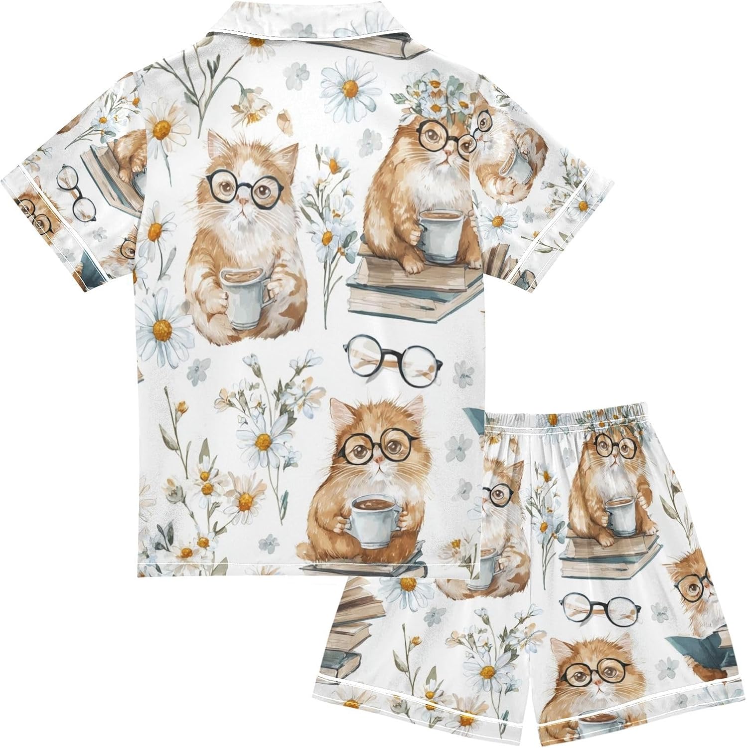 Silk Pajamas Sets Soft Satin 2 Piece Pjs Set Short Sleeve Sleepwear Nightwear