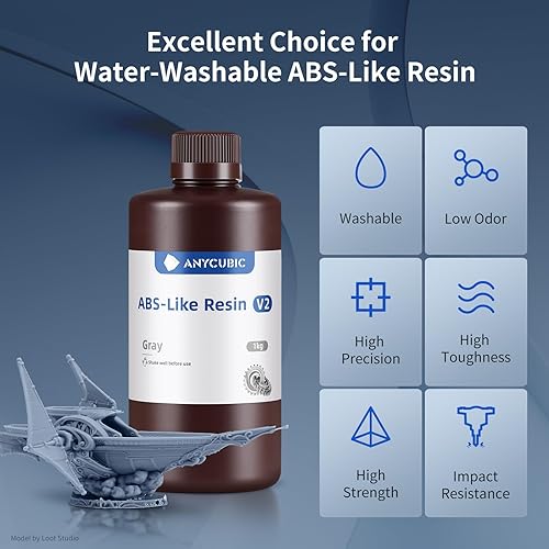 Miniatura 9 de ANYCUBIC Resina de impresora 3D similar a ABS lavable al agua, alta dureza y durabilidad, alta precisión y fácil de posprocesar, bajo olor, amplia