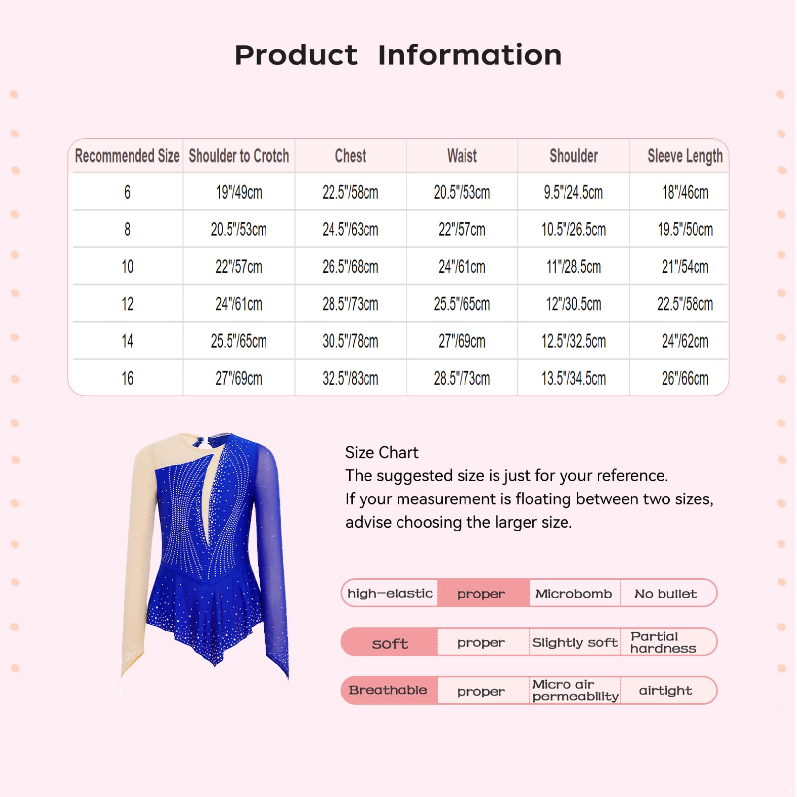 ranrann Enfant Fille Robe Patinage Artistique Manches Longues Strass Justaucorps Gymnastique Costume Danse sur Glace Patinage Tenue