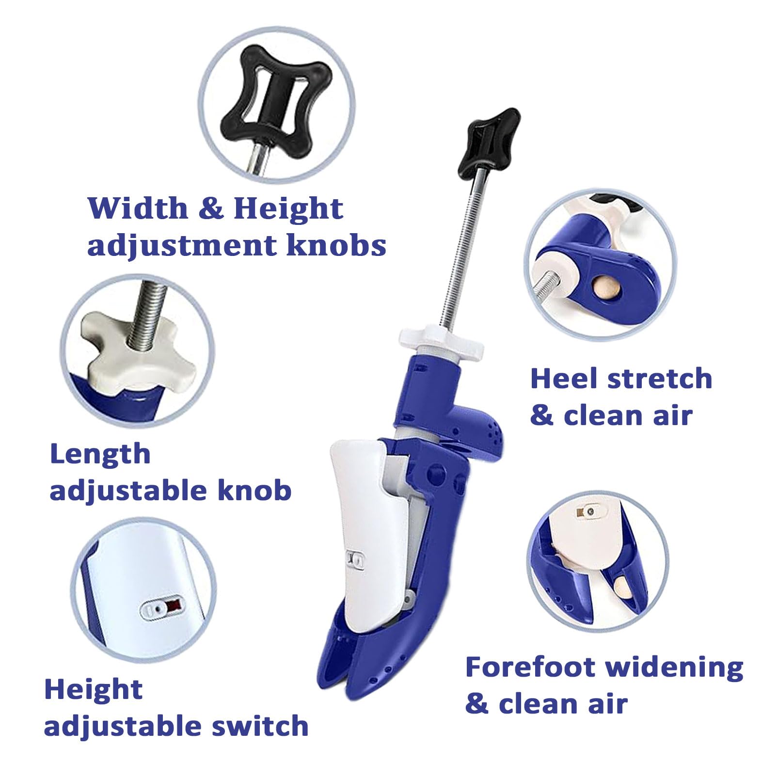 Par de ensanchadores de zapatos para mujeres y hombres, expansor de zapatos ajustable en 4 direcciones de longitud, ancho y altura para pies gruesos y anchos
