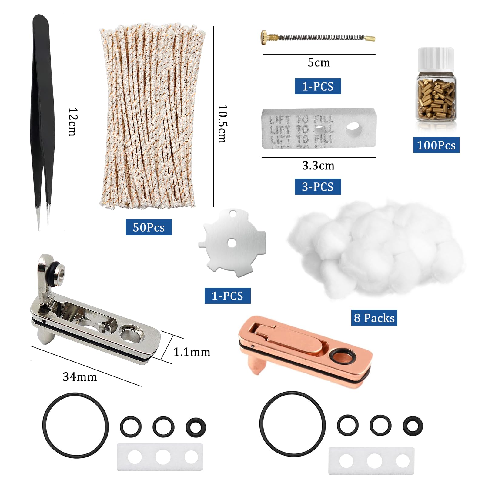 Set di accessori universali per accendino Set di ricambio parte di riparazione pacchetto accendino benzina accessori universale accendino a benzina per Zippo e altre marche