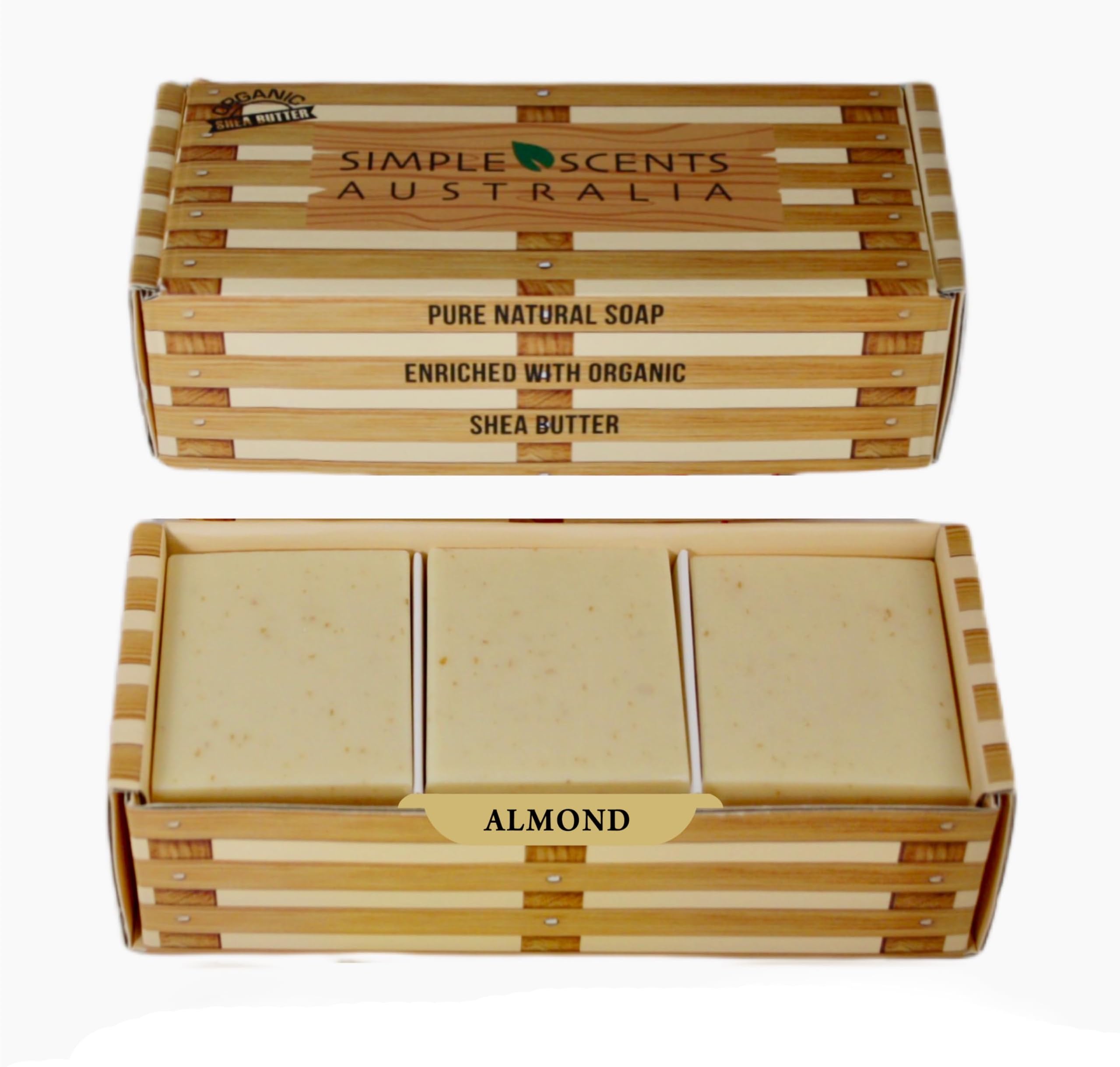 Almond Scented Natural Soap Bars (6 Bars), 3.5oz Moisturizing French Triple Milled Soap Bars Enriched with Shea Butter - Pure Plant Oil Bath & Body Soap Bars