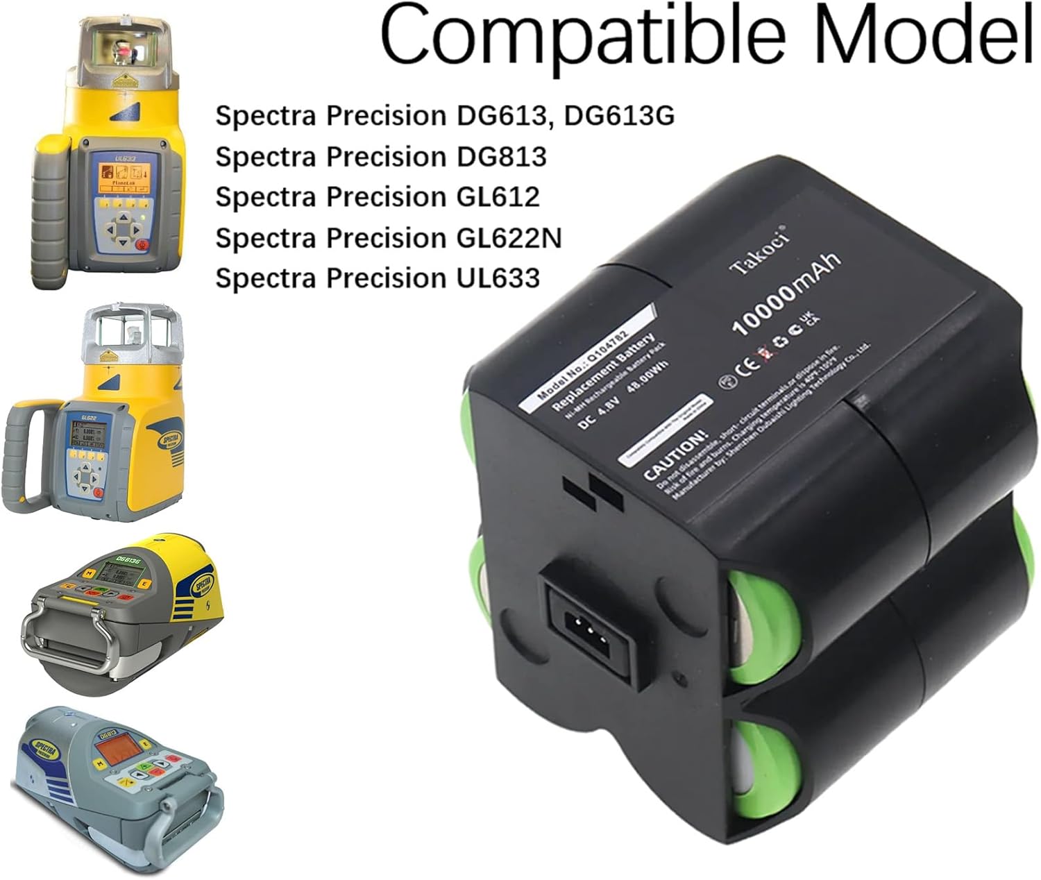2PCS GL622N, UL633 Rechargeable batteryCompatible with SP 2414-3001, Q104782, DG613, DG613G, DG813, GL612, Ni-MH 10000mAh/4.8V