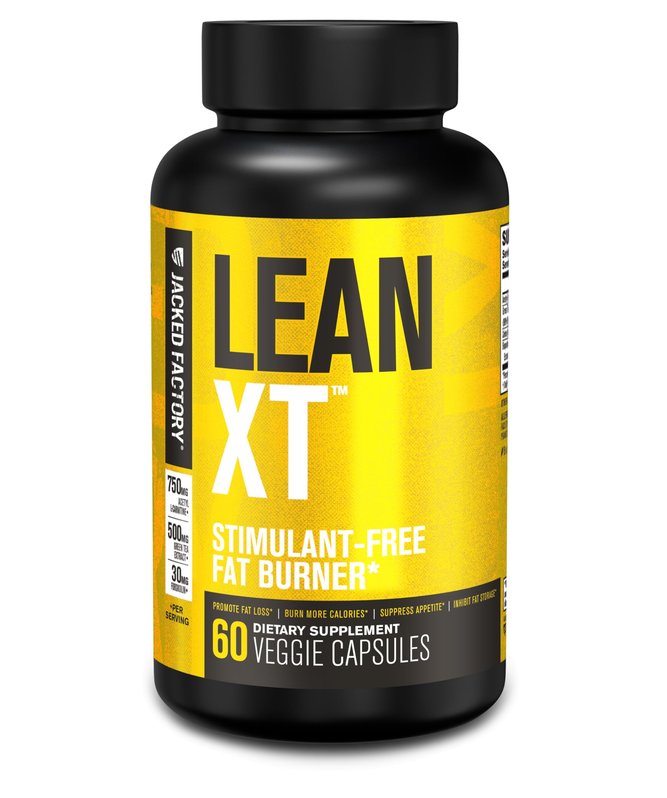 Lean-XT Caffeine Free Fat Burner - Non Stim Weight Loss Supplement, Appetite Suppressant & Metabolism Booster | Acetyl L-Carnitine, Green Tea Extract, Forskolin - 60 Natural Diet Pills