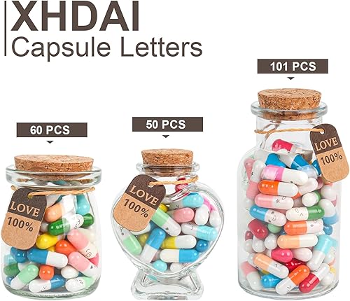 Vista 8 de Letras de cápsula con mensaje en una botella, 101 píldoras de amor, regalos para novio y novia, esposa, amigos (color mixto, 101 unidades)
