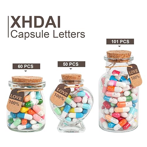 Miniatura 8 de Capsule Letters Message in a Bottle -101pcs Love Pills Gifts for Boyfriend and Girlfriend Wife Friends. (Mixed Color 101PCS)