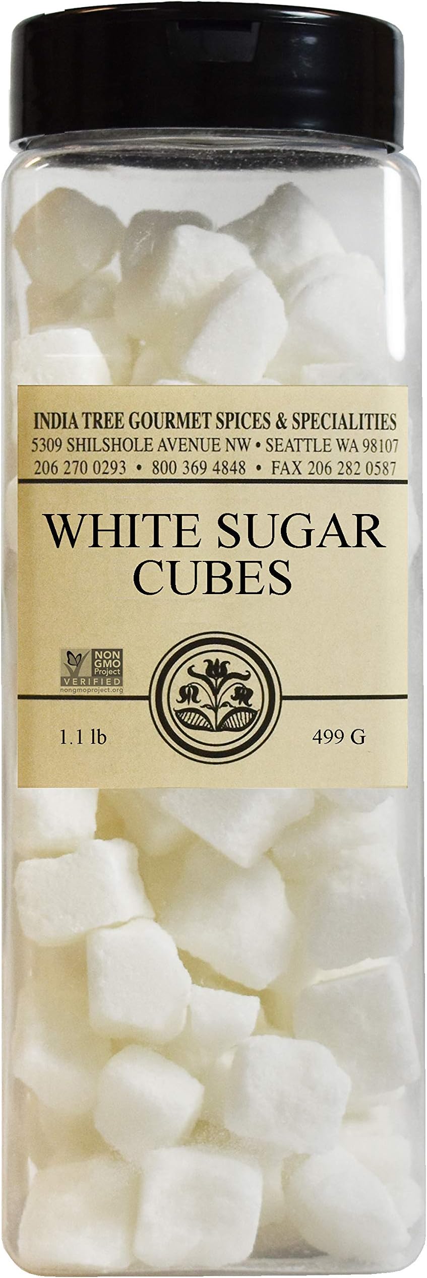 India Tree Rough Cut Mauritius White Sugar Cubes, 1.1 Pound Jar, Unrefined Sugar Cube, Kosher, Non GMO