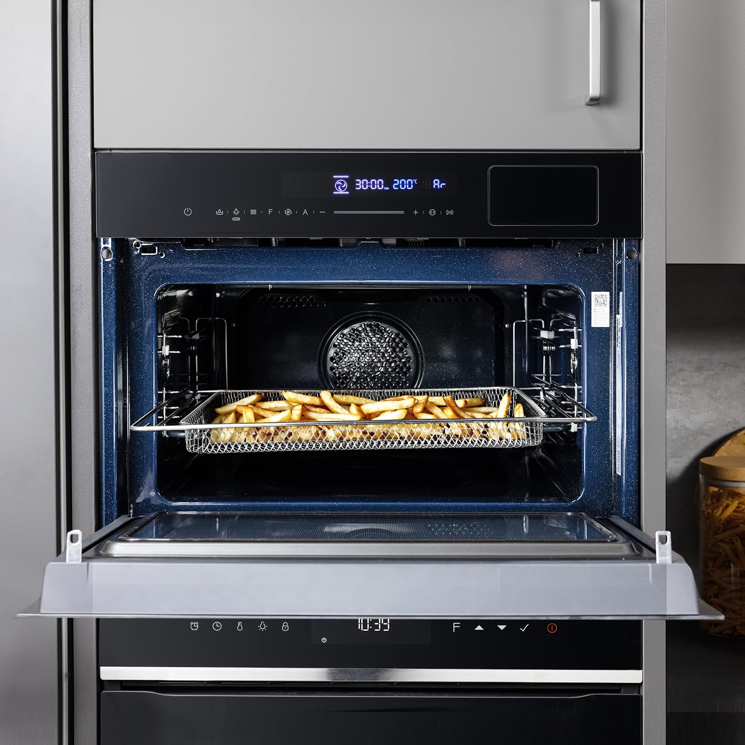 KKT KOLBE Forno da incasso 5 in 1 60 cm con microonde, AirFry, grill e vapore | 50 L | funzione pizza, ventilato, aria calda | timer automatico, display LED | EBMS4503S2