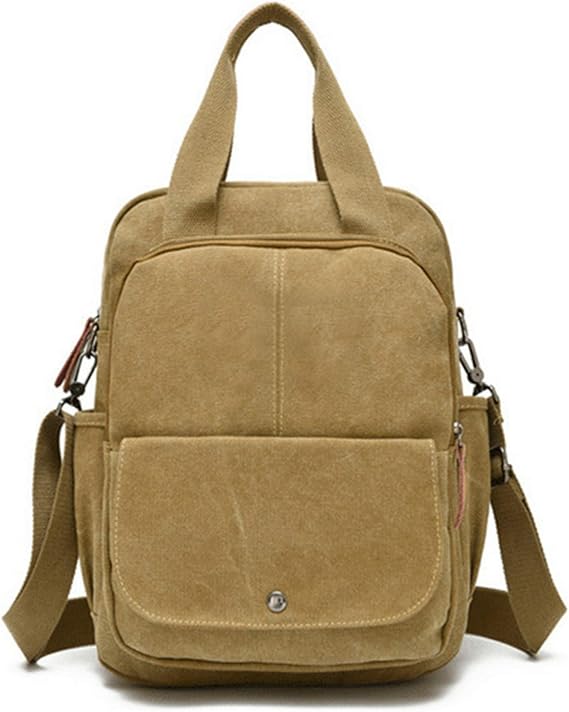 Amazon Pleglad 3way ショルダーバッグ リュック レディース 手提げキャンバス縦型 キャメルカーキ ショルダー バッグ