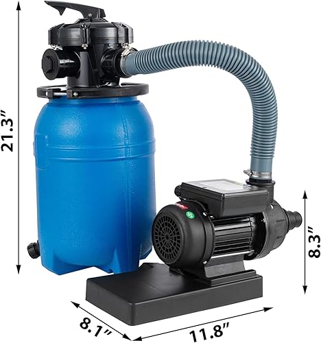 Miniatura 7 de Bomba de filtro de arena de 10 pulgadas, bomba de piscina de 13 HP, 2640 GPH de alto flujo, bomba de filtro de arena para piscina sobre el suelo,