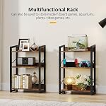 Hosfais Étagère de livre Petite bibliothèque: 3-Tier Bibliothèque en bois Librairie industrielle avec protection des bords Libraiterie métallique Narrow Rangement Organisateur Rack d'affichage pour la chambre à coucher (Rustic Brown)