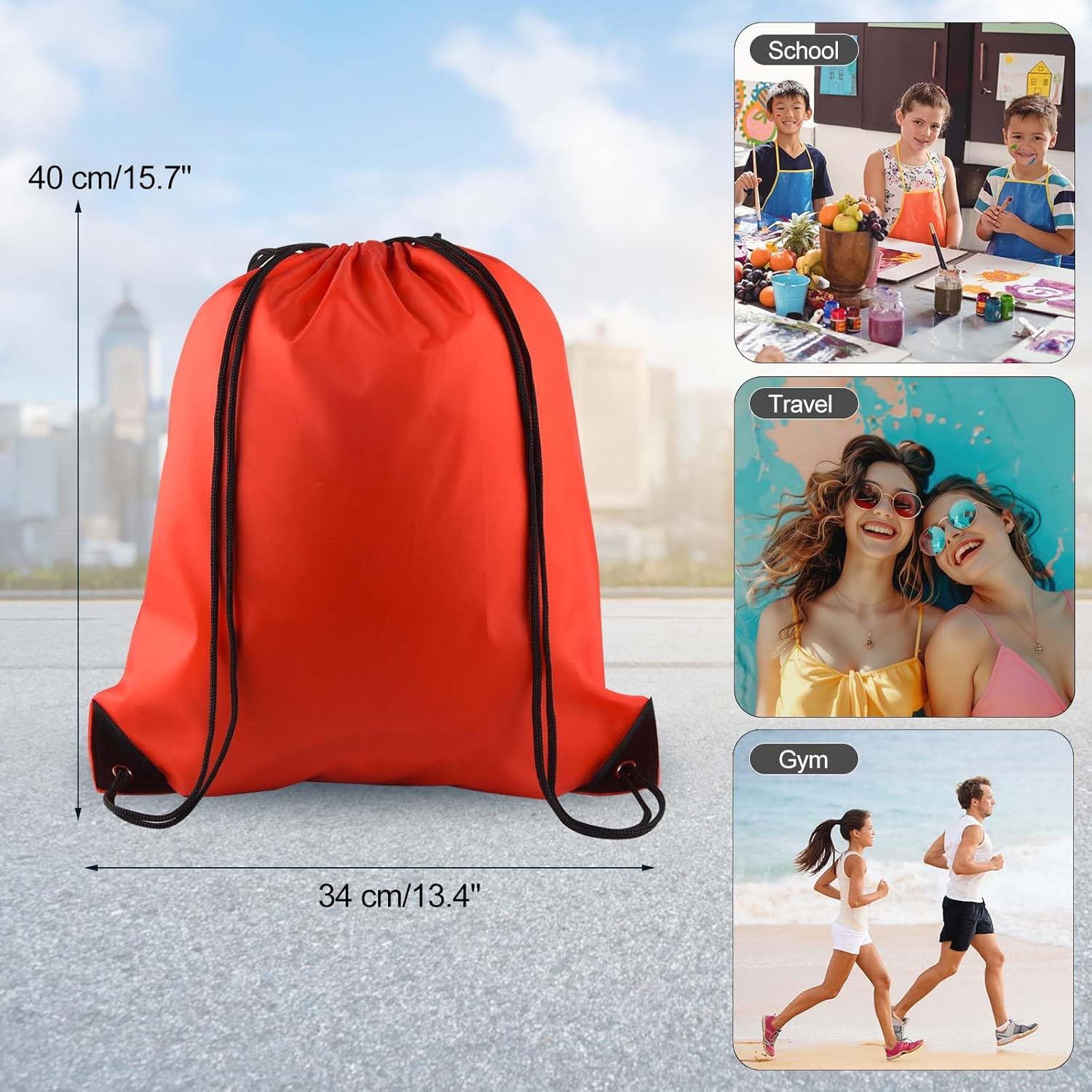 PLULON 2Pcs Drawstring Bags Bulk Red Drawstring Backpack String Backpack Cinch Sack Sport Gym Backpack Bags for Yoga Traveling Outdoor Sports