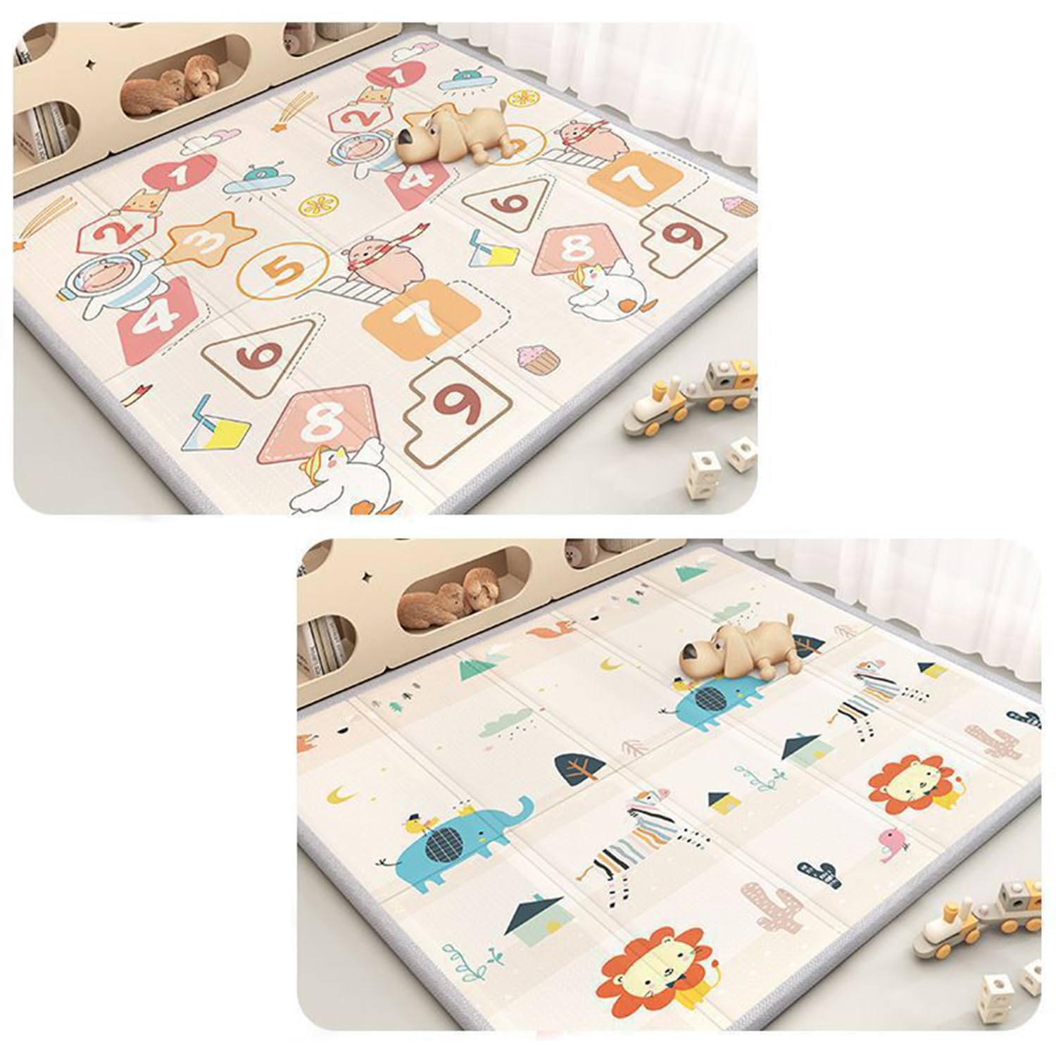 Tappetino da Gioco per Bambini,Reversibile Pieghevole E Morbido,Impermeabile,Facile Pulire,Ideale per La Camera Letto Sala Giochi della Cameretta dei Bambini(200 * 150 * 1.5cm,E)