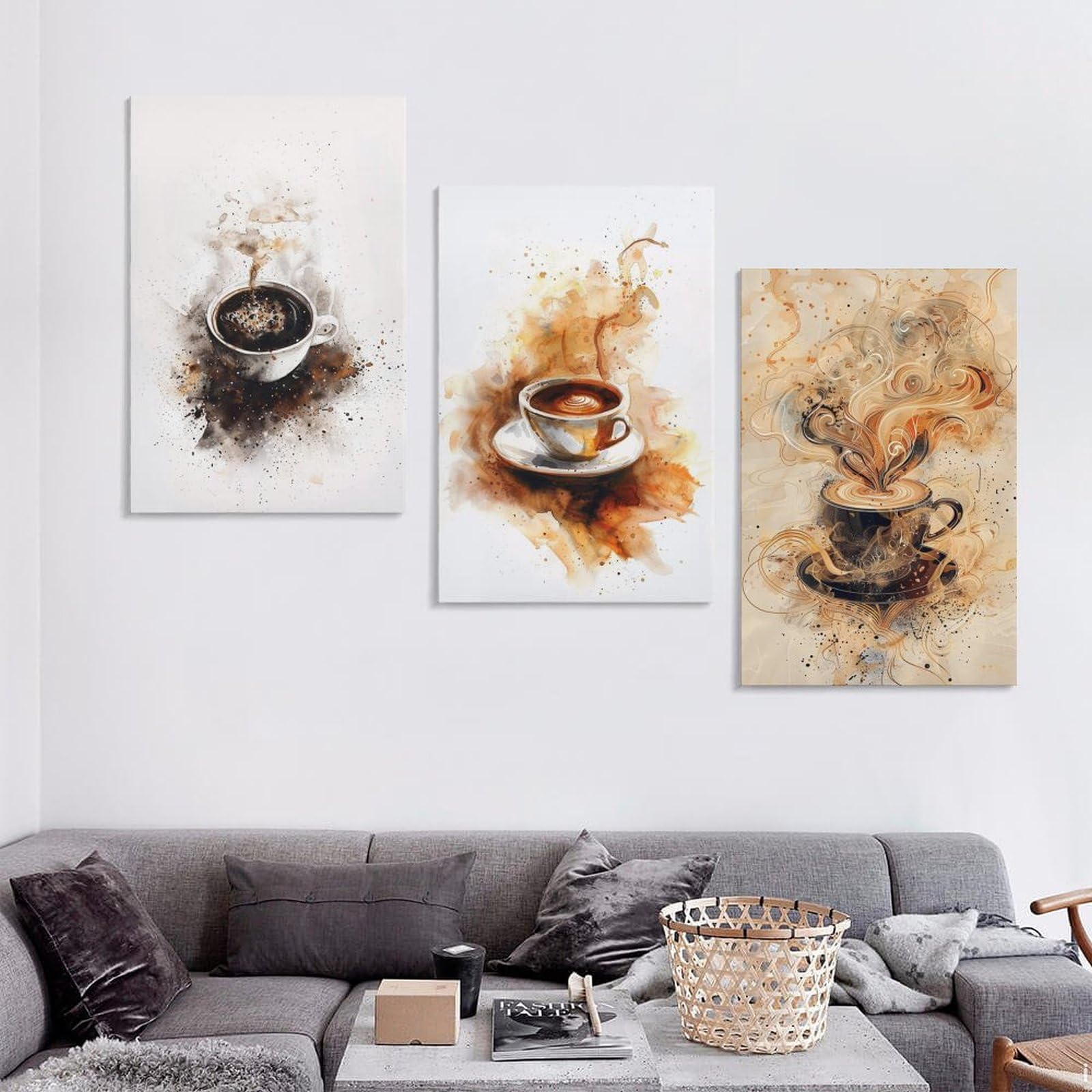 Amazon.co.jp: 3枚 まろやかでコクのあるコーヒー 絵画 インテリア