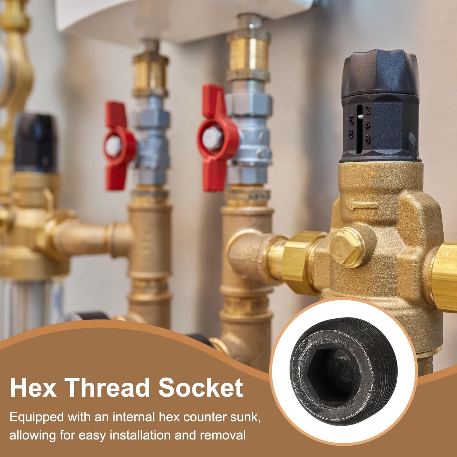 Pipe Plug Carbon Steel Internal Hex Thread Socket Pipe Plug Fitting - Fitting for (Sealing Port - Air Tanks - Water Outlets) 2 Inch NPT Male & 6 Pack