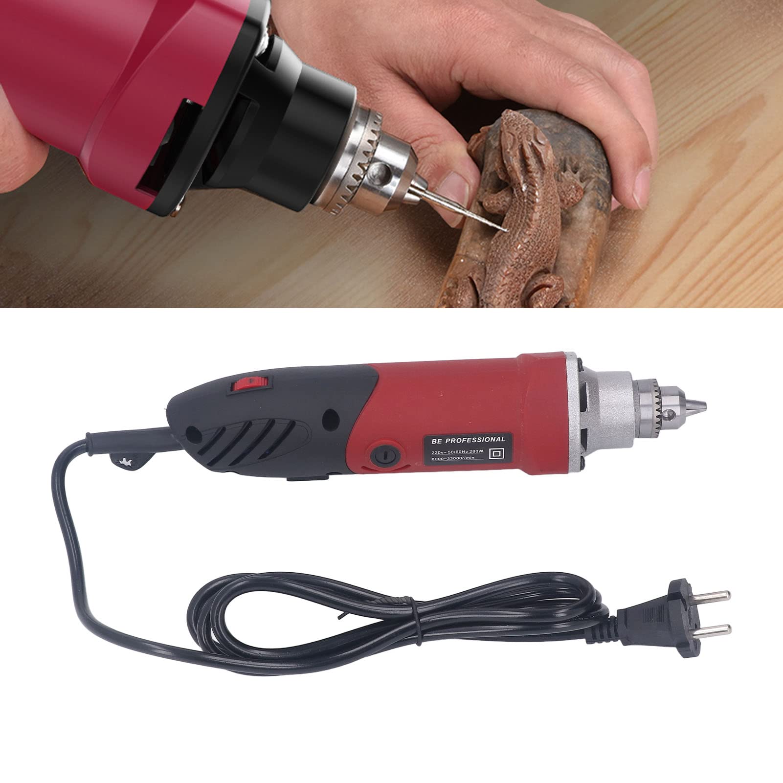 Amoladora Eléctrica de Matriz 280W 8000 a 33000RPM Amoladora Recta Ajustable Enchufe UE 220V, Material ABS para Cortar, Pulir, Taladrar