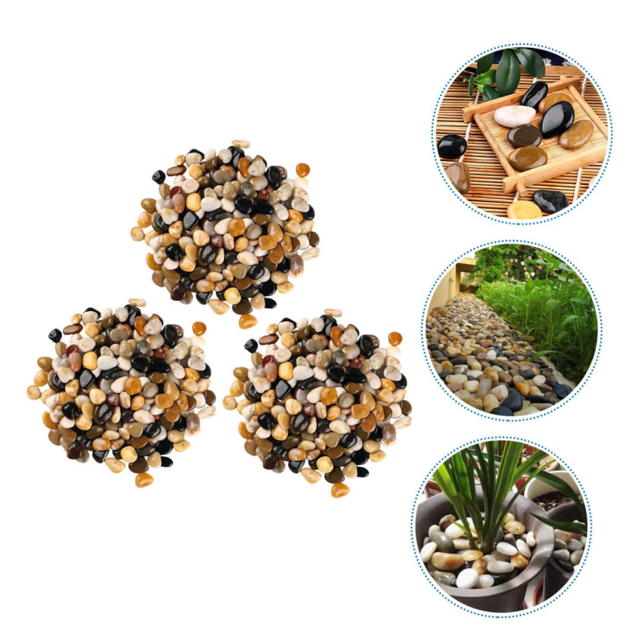 Beaupretty Galets Décoratifs 3 Paquet, Pierres Rondes pour Aquarium et Vase, Pierre Naturelle, Sûres pour L'aquarium, pour Compositions et Jardin