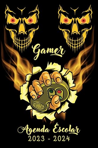 Agenda Escolar 2023 2024 GAMER: Organizador Semana Vista 2023-2024 | Ideal para Estudiantes de Primaria, Secundaria, Preparatoria y Universidad | Tamaño A5, con una semana en 2 páginas