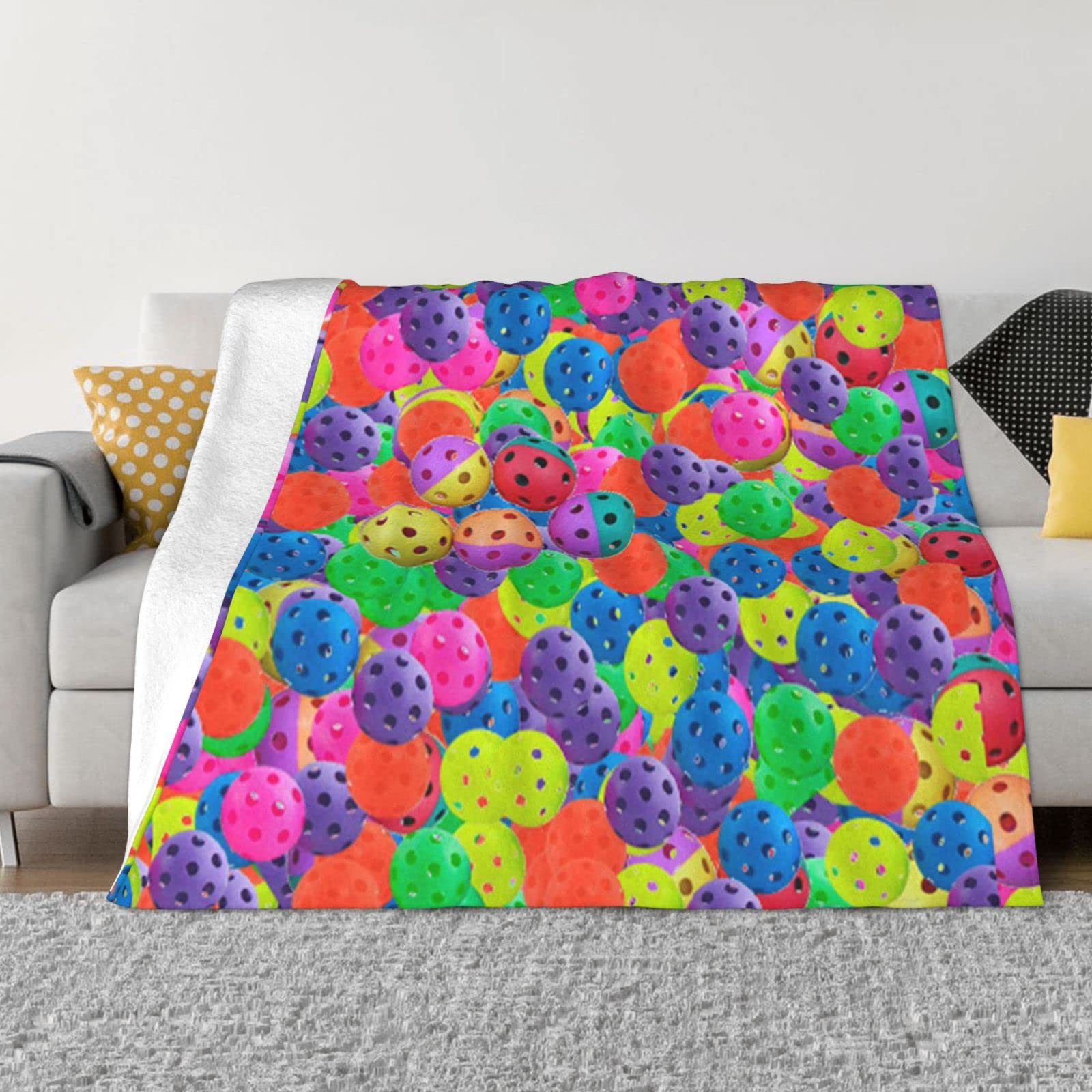Couverture douce flanelle pickleball pour canapé et camping